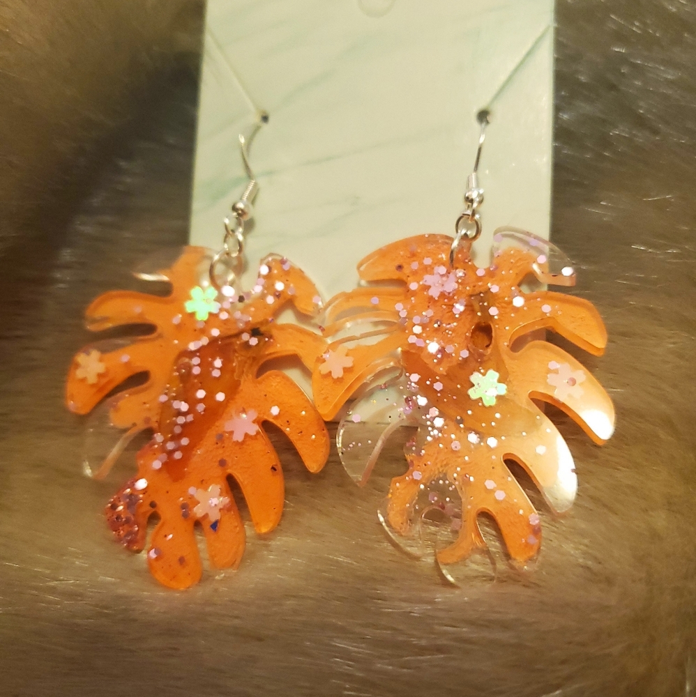 Summer Monstera Earrings